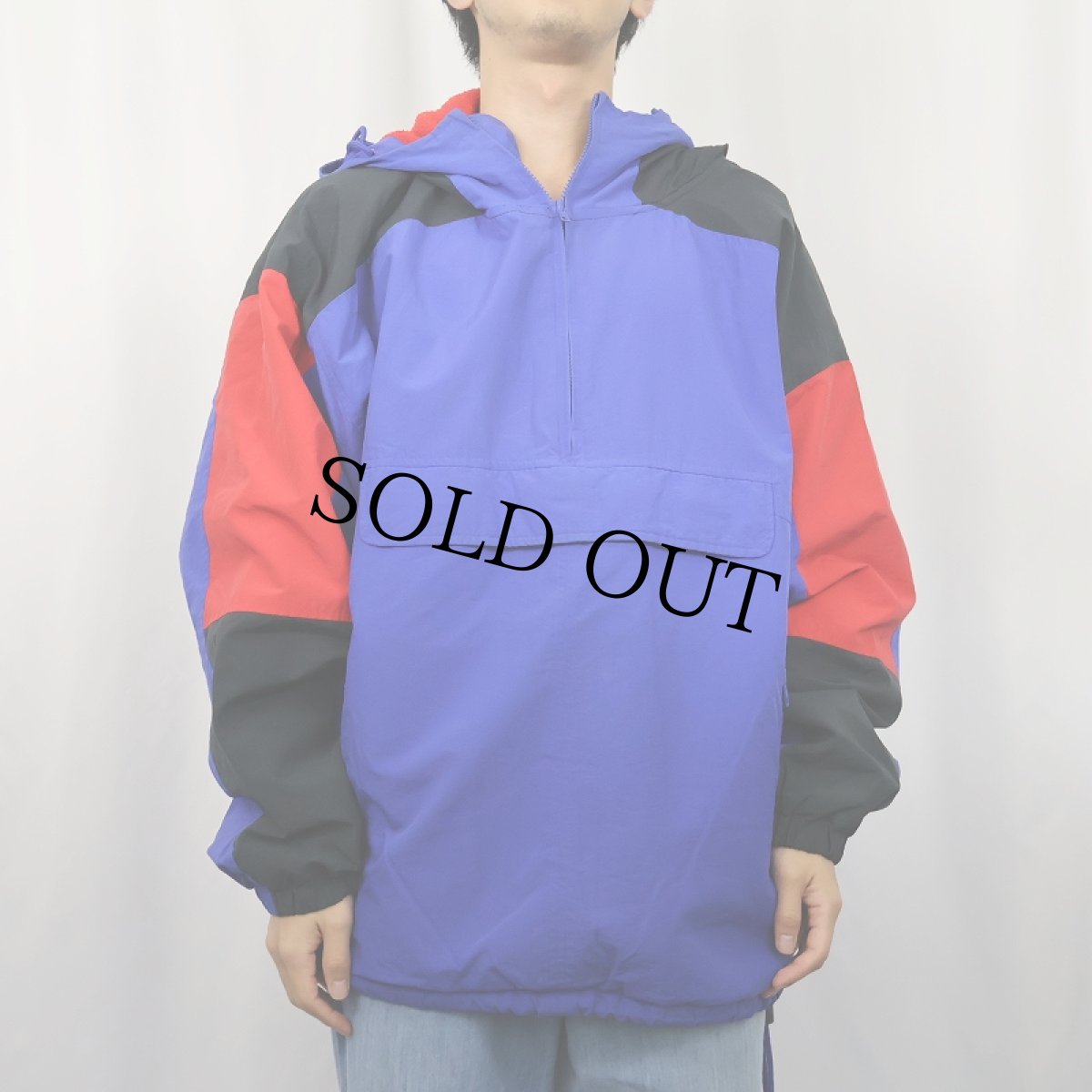 画像2: 90's GAP TAIWAN製 裏フリース ナイロンアノラックパーカー XL (2)