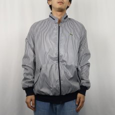 画像2: 70's CHEMISE LACOSTE FRANCE製 ロゴ刺繍 ストライプ柄 ポリエステルジップジャケット (2)