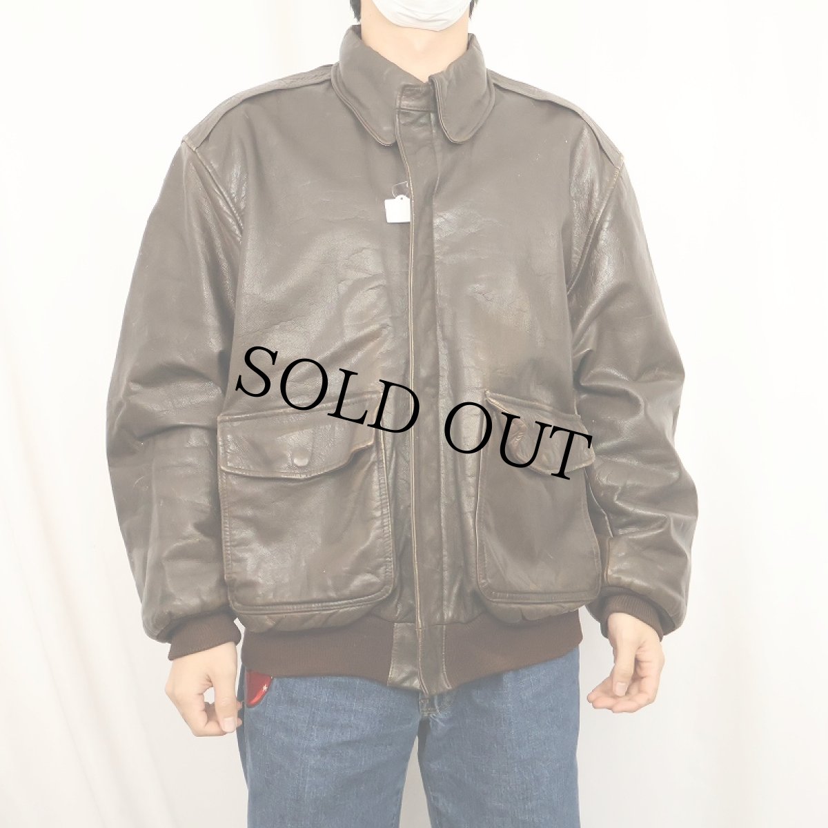 画像2: 70〜80's A-2 TYPE レザーフライトジャケット BROWN (2)