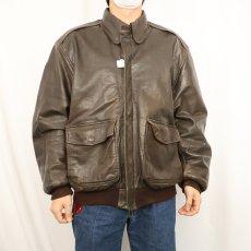 画像2: 70〜80's A-2 TYPE レザーフライトジャケット BROWN (2)