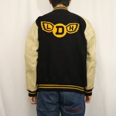 画像3: 70's Quality Knitting Co. ワッペン付き ウール×レザースタジャン (3)