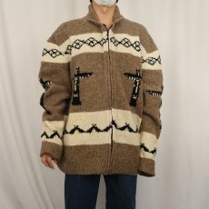 画像3: 90's Camp Kitschy Knits トーテムポール柄 カウチンニットジャケット (3)
