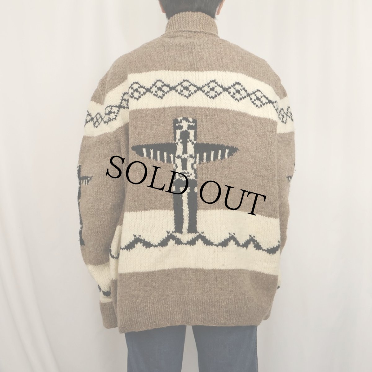 画像4: 90's Camp Kitschy Knits トーテムポール柄 カウチンニットジャケット (4)