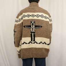 画像4: 90's Camp Kitschy Knits トーテムポール柄 カウチンニットジャケット (4)