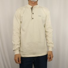 画像2: 80's Patagonia USA製 "capilene" ロゴ刺繡 ヘンリーネック フリースロンT M (2)