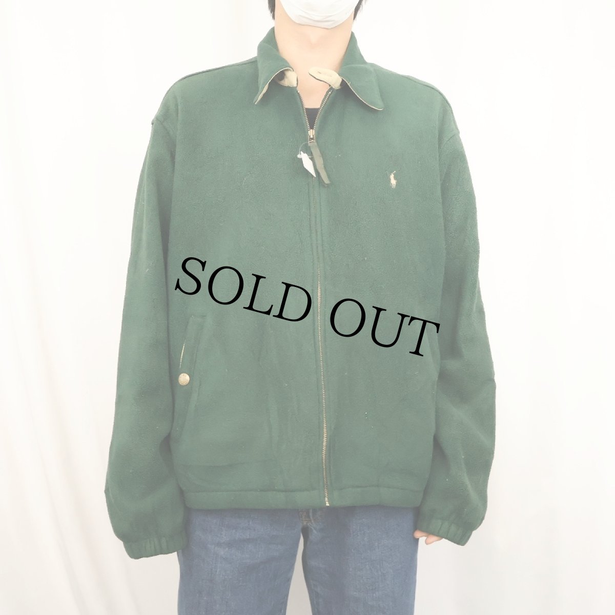 画像2: POLO Ralph Lauren "POLARTEC" ロゴ刺繍 チンスト付き フリーススイングトップ L (2)