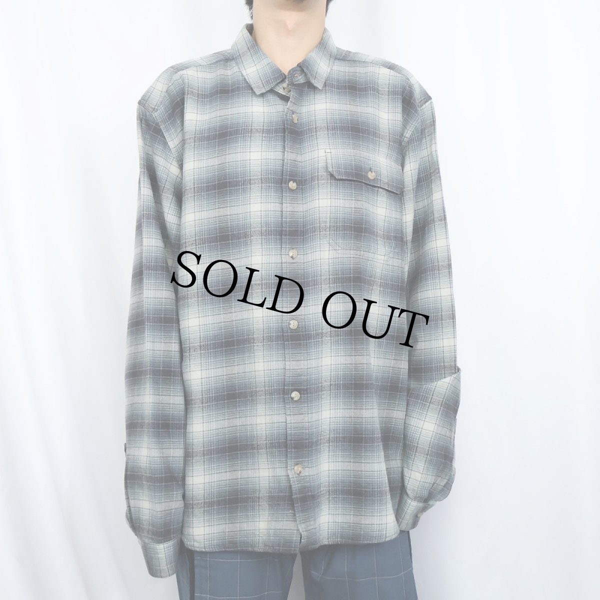 画像2: 2023AW Patagonia "ORGANIC COTTON" 猫目ボタン オンブレーチェック柄 ヘビーネルシャツ XXL (2)