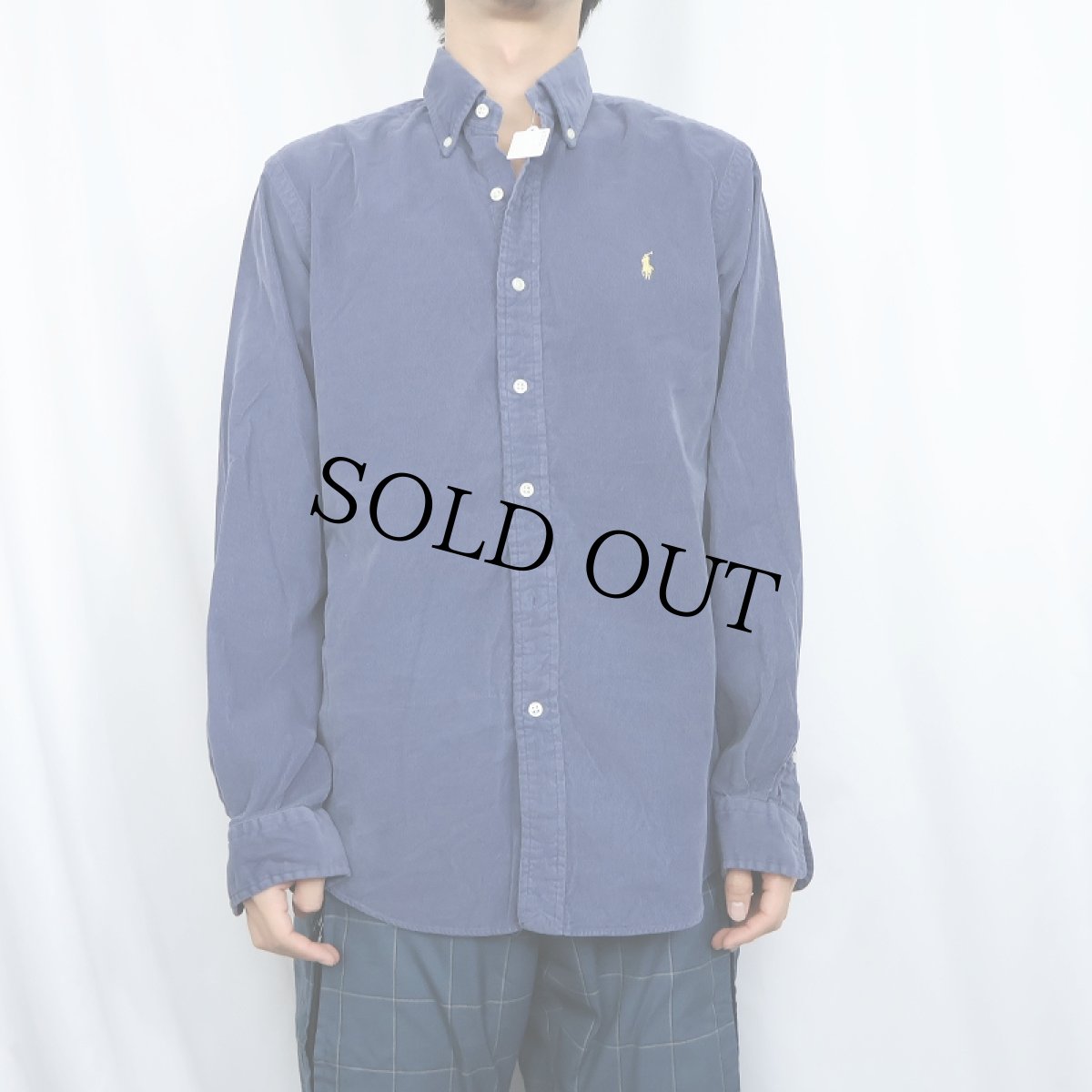 画像2: Ralph Lauren "CUSTOM FIT" ロゴ刺繍 コーデュロイ ボタンダウンシャツ M (2)