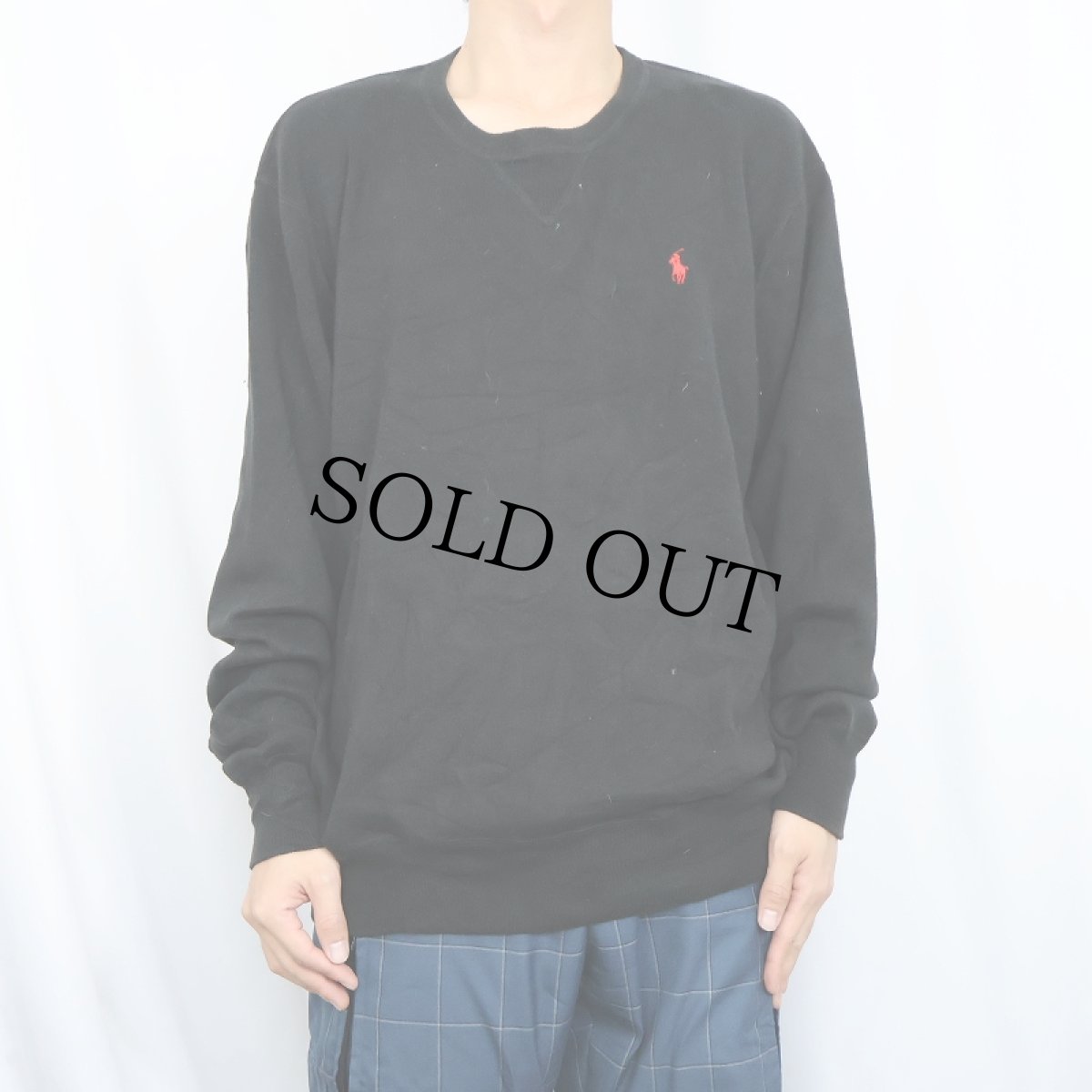 画像2: POLO Ralph Lauren ロゴ刺繍 前V コットンニットセーター BLACK L (2)