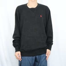 画像2: POLO Ralph Lauren ロゴ刺繍 前V コットンニットセーター BLACK L (2)