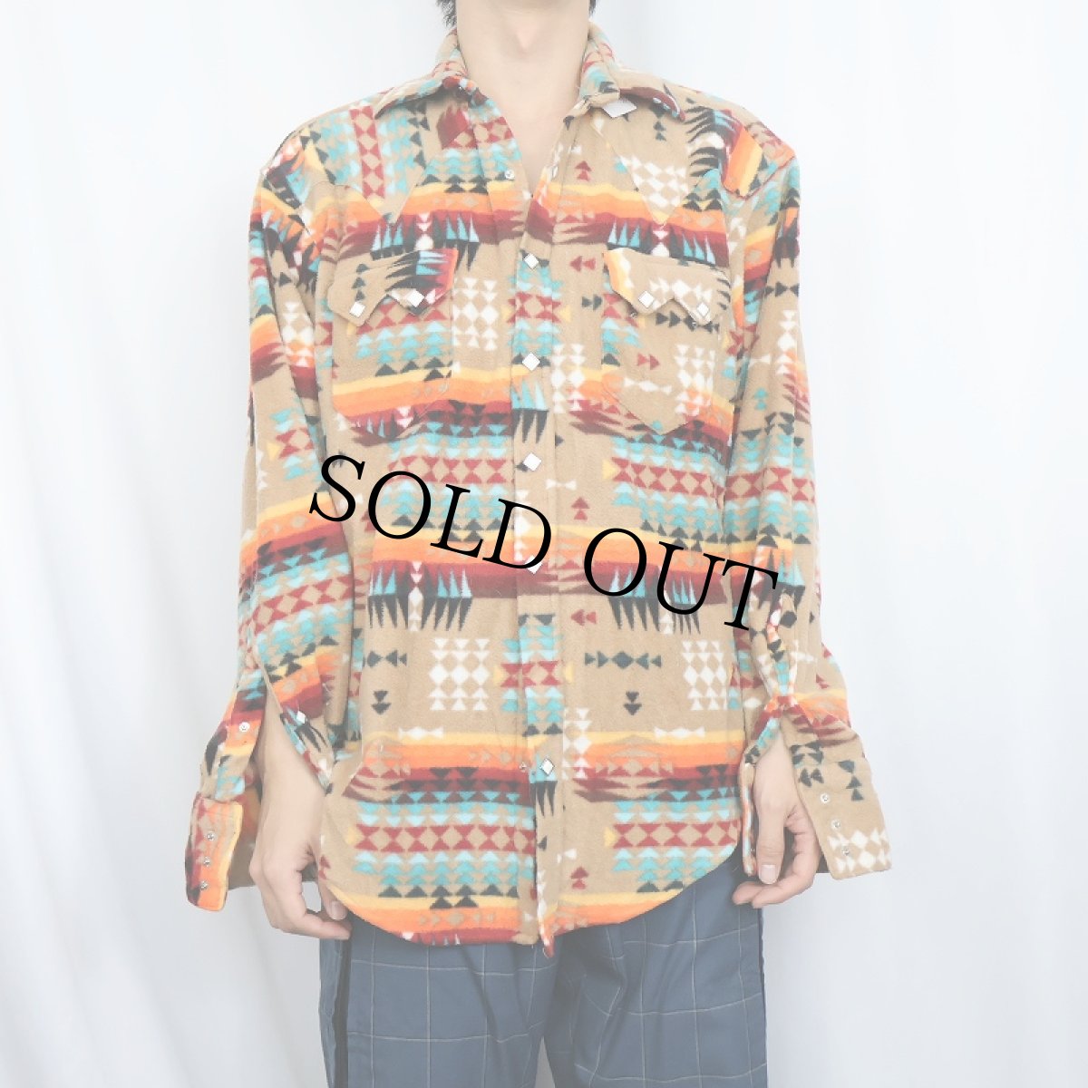 画像2: 80's Rockmount USA製 ネイティブ柄 フリースウエスタンシャツ (2)
