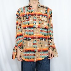 画像2: 80's Rockmount USA製 ネイティブ柄 フリースウエスタンシャツ (2)