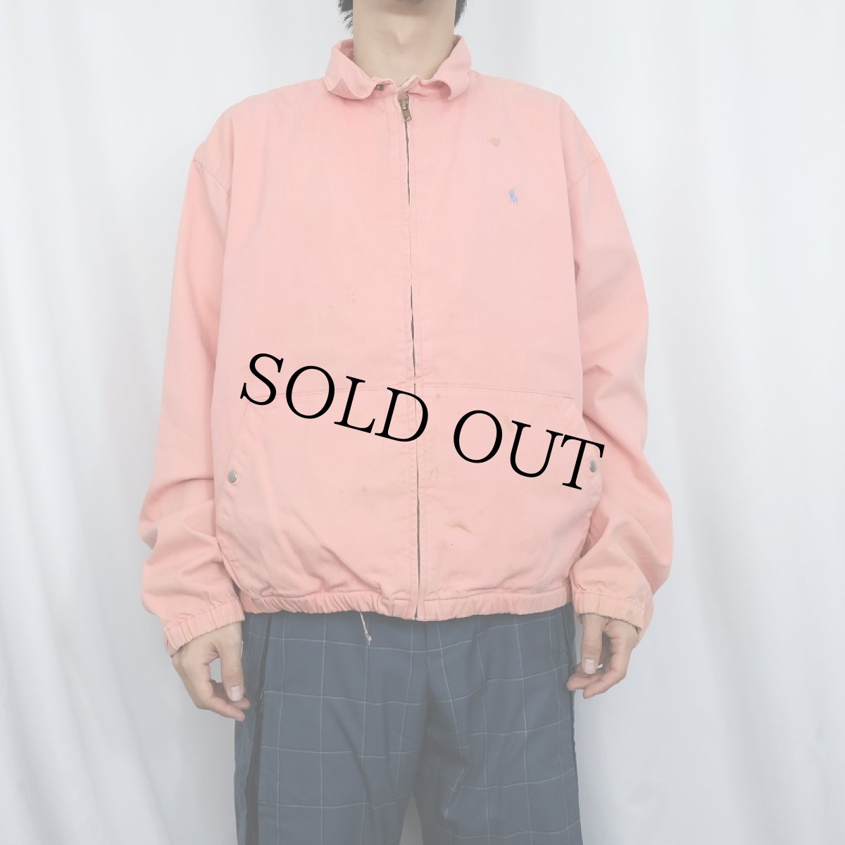 画像2: 80's POLO Ralph Lauren USA製 ロゴ刺繍 チンスト付き コットンスイングトップ L (2)