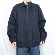 画像2: POLO Ralph Lauren ロゴ刺繍 チンスト付き コットンスイングトップ NAVY XL (2)