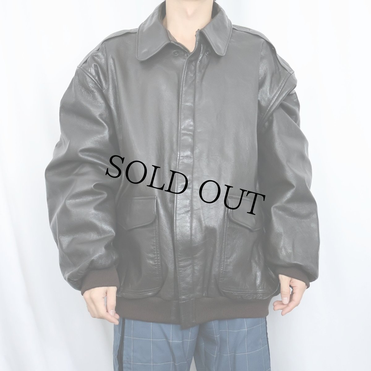 画像2: 80〜90's L.L.Bean "A-2 TYPE" USA製 レザーフライトジャケット BROWN XXL (2)