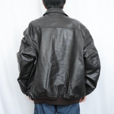 画像3: 80〜90's L.L.Bean "A-2 TYPE" USA製 レザーフライトジャケット BROWN XXL (3)