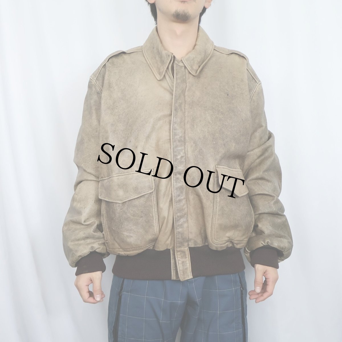 画像2: 80〜90's L.L.Bean "FLYING TIGER JACKET" USA製 A-2TYPE レザージャケット SIZE46 (2)