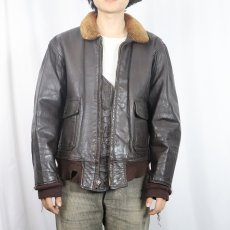 画像2: 60's U.S.NAVY G-1 レザーフライトジャケット SIZE44 (2)