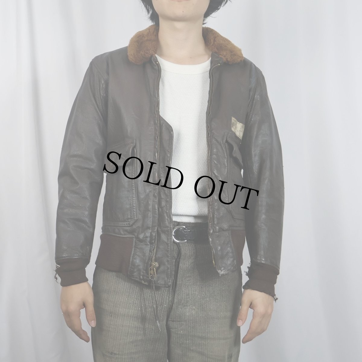 画像2: 60's U.S.NAVY G-1 レザーフライトジャケット SIZE38 (2)