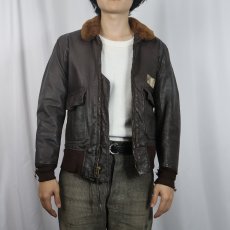 画像2: 60's U.S.NAVY G-1 レザーフライトジャケット SIZE38 (2)