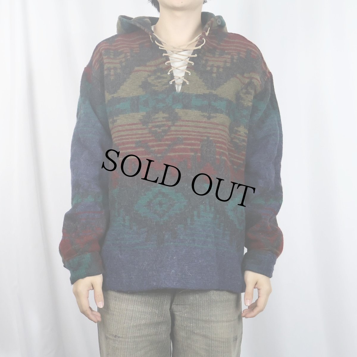 画像2: 90's Woolrich USA製 総柄 ウールアノラックパーカー XL (2)