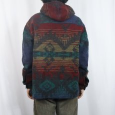 画像3: 90's Woolrich USA製 総柄 ウールアノラックパーカー XL (3)