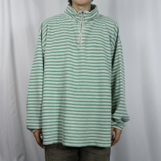 画像2: 90's GAP ボーダー柄 ハイネック ハーフジップスウェット M (2)