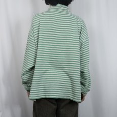 画像3: 90's GAP ボーダー柄 ハイネック ハーフジップスウェット M (3)