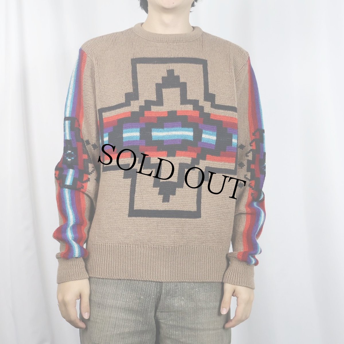 画像2: 70's PENDLETON USA製 ネイティブ柄 ウールニットセーター S (2)