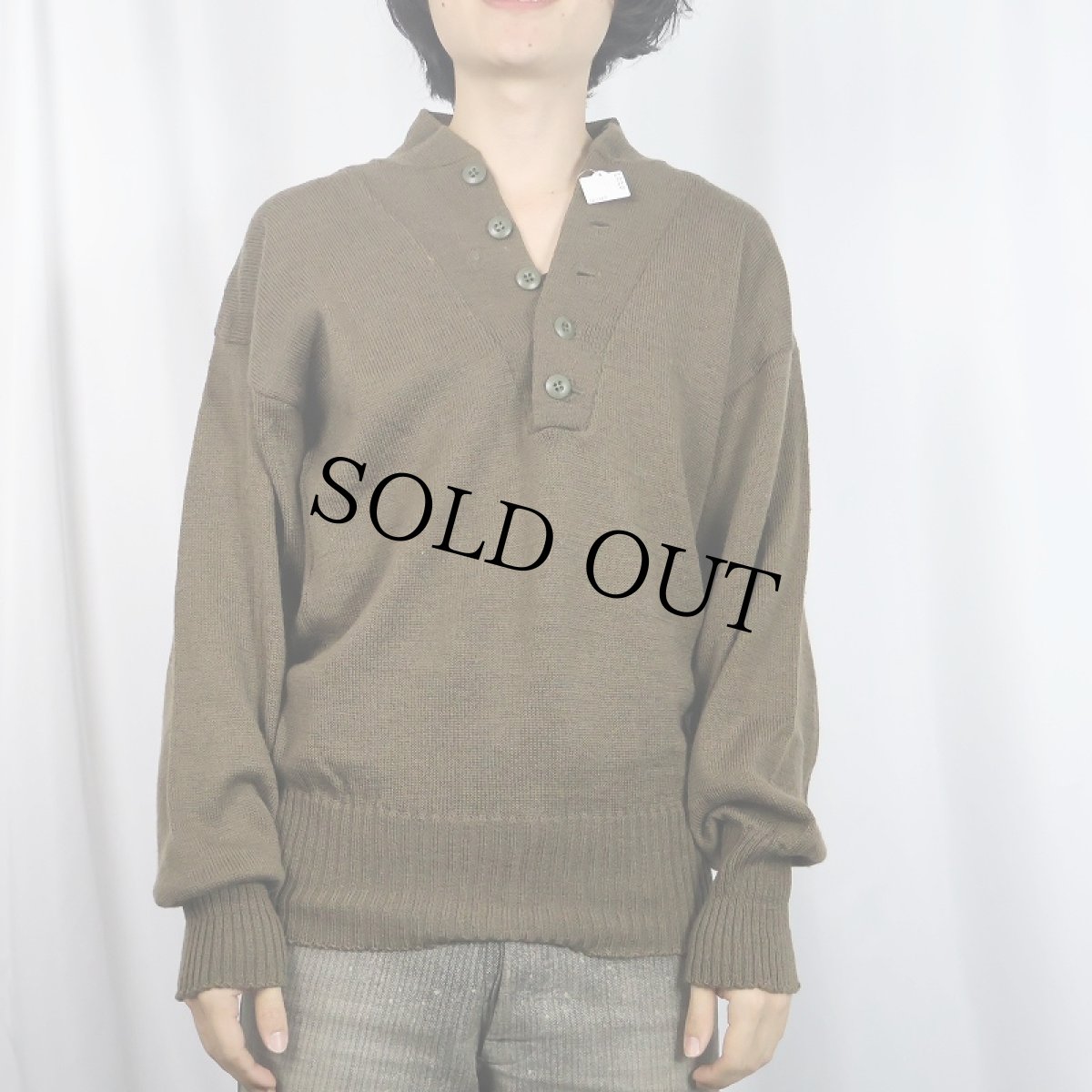 画像2: 80's U.S.ARMY 5つボタン ジープセーター LARGE (2)