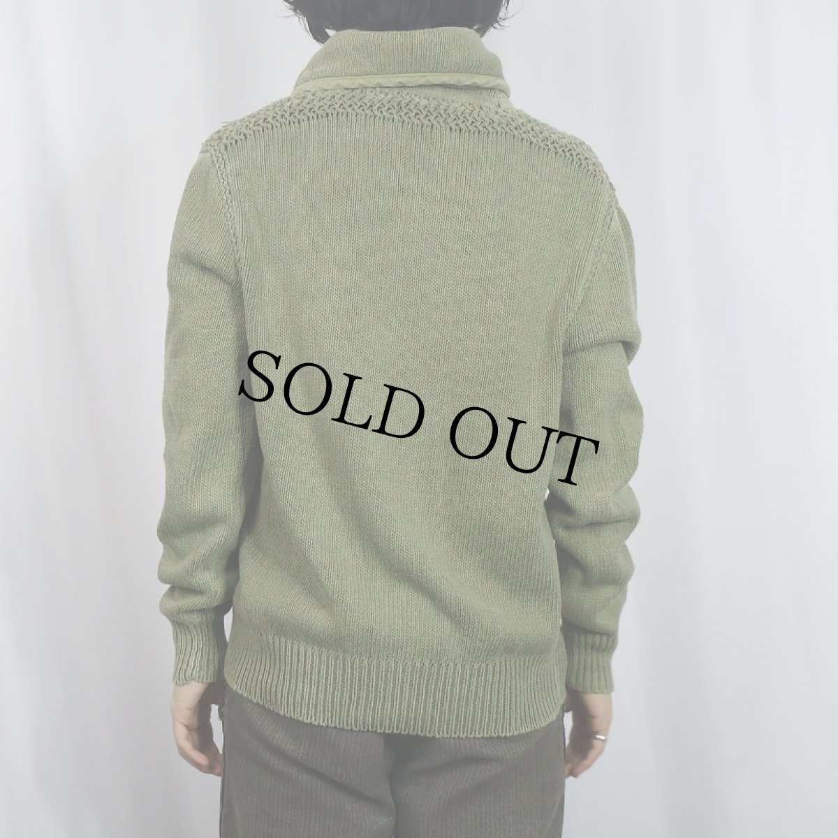 画像3: POLO Ralph Lauren ショールカラー コットン×リネンニットセーター M (3)