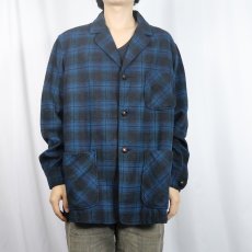 画像2: 50〜60's PENDLETON オンブレーチェック柄 ウールジャケット M (2)
