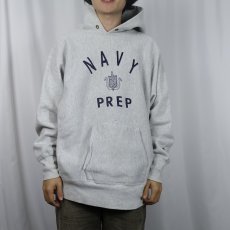 画像2: 90's Champion REVERSE WEAVE USA製 "NAVY PREP" プリントスウェットフーディー XL (2)