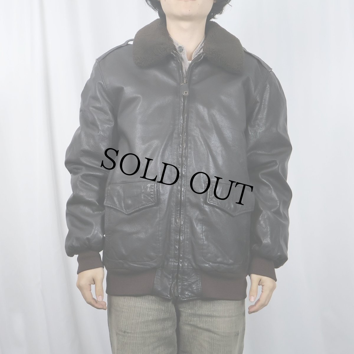 画像2: 80〜90's L.L.Bean USA製 "G-1 TYPE" レザーフライトジャケット SIZE46L (2)