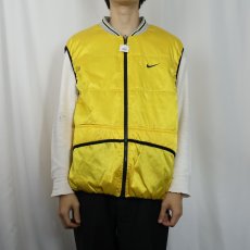 画像2: 90〜2000's NIKE ロゴ刺繍 ナイロンシャイニーベスト XL (2)