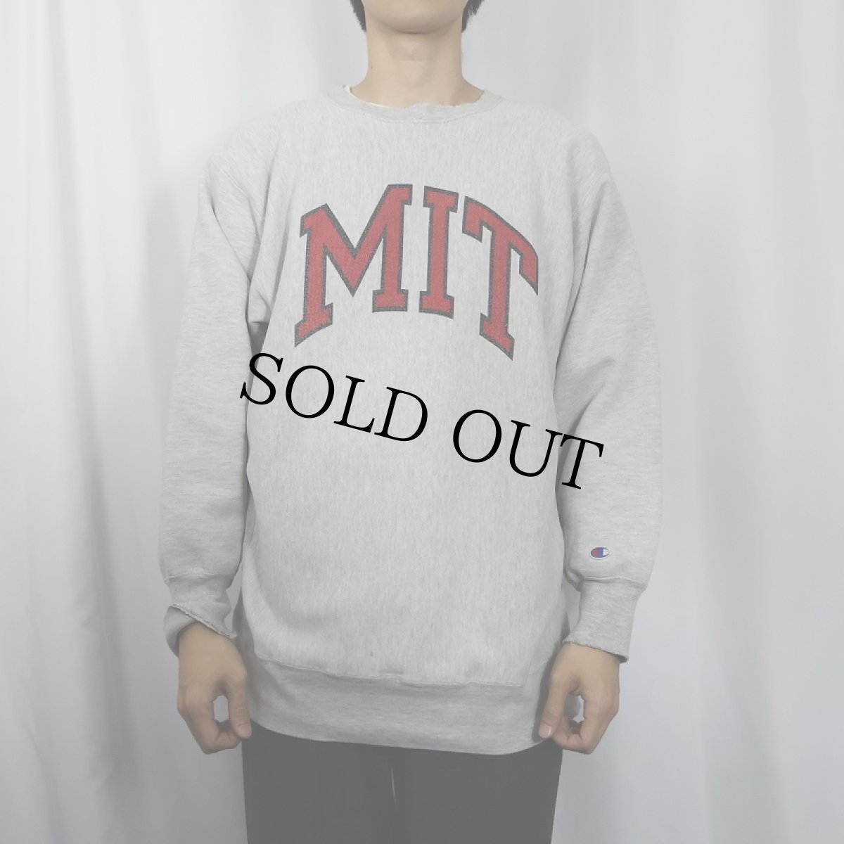 画像2: 80's Champion トリコタグ REVERSE WEAVE USA製 "MIT" 染み込みプリントスウェット XXL (2)