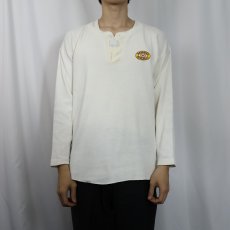 画像2: 80's BANANA REPUBLIC USA製 猫目ボタン ヘンリーネックアンダーシャツ L (2)