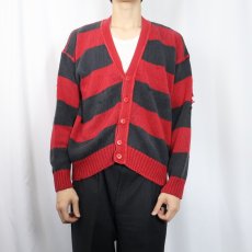 画像2: 90's GAP ボーダー柄 ラミー×コットンニットカーディガン S (2)