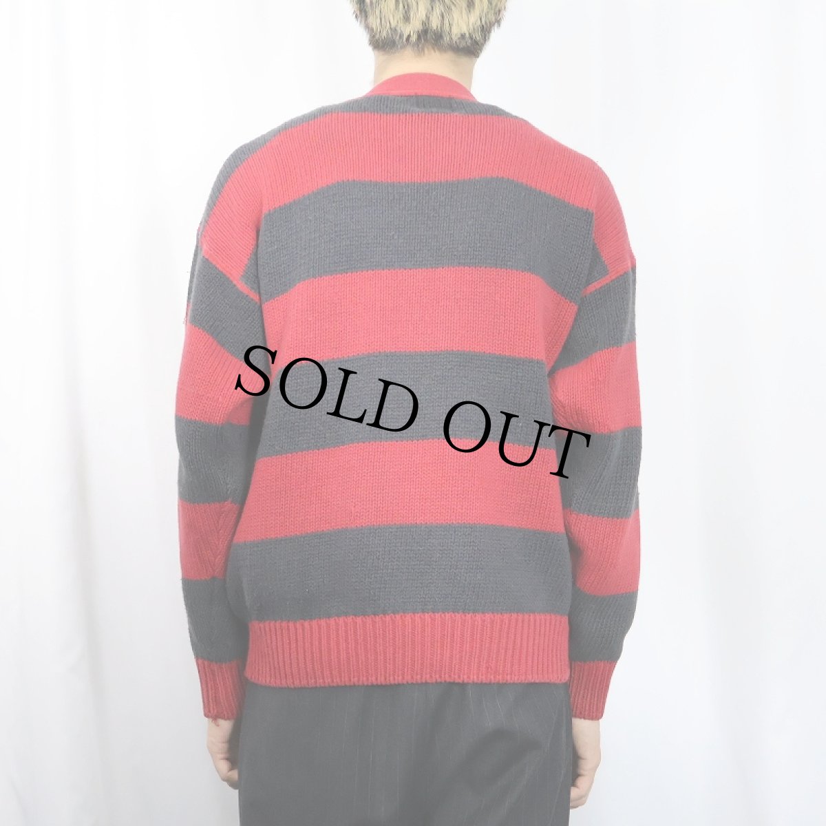 画像3: 90's GAP ボーダー柄 ラミー×コットンニットカーディガン S (3)