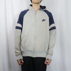 画像2: 80's NIKE 紺タグ ロゴ刺繍 スウェットジップパーカー XL  (2)