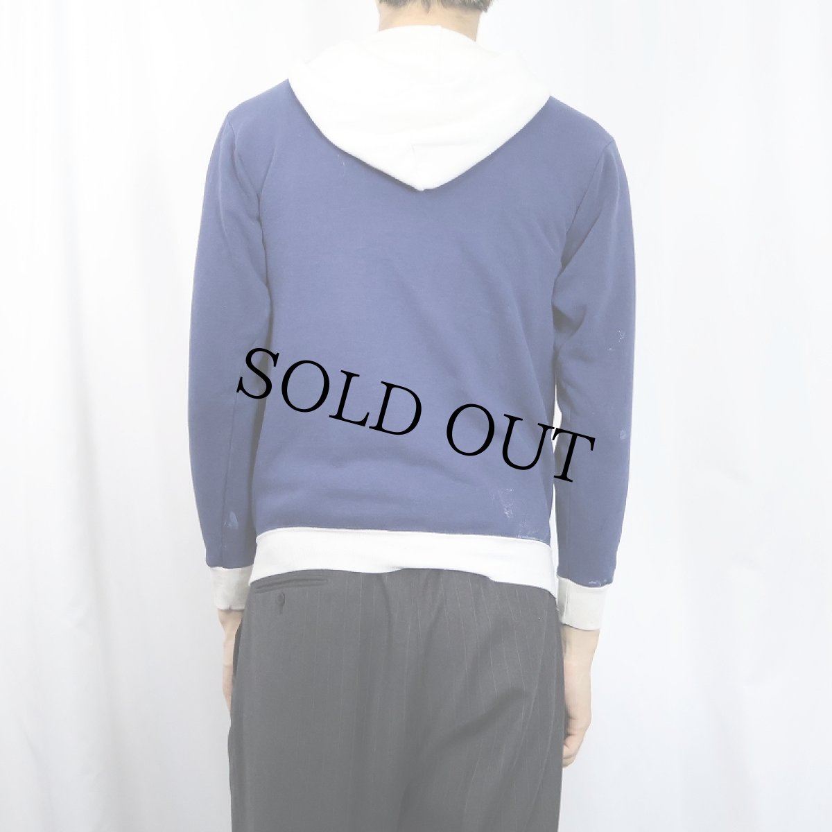 画像3: 70's NIKE USA製 オレンジタグ ロゴプリント スウェットジップパーカー NAVY M (3)