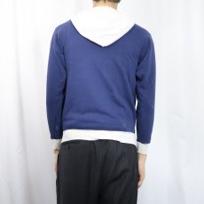 画像3: 70's NIKE USA製 オレンジタグ ロゴプリント スウェットジップパーカー NAVY M (3)