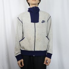 画像2: 70's NIKE TAIWAN製 オレンジタグ ロゴ刺繍 スウェットジップジャケット L (2)