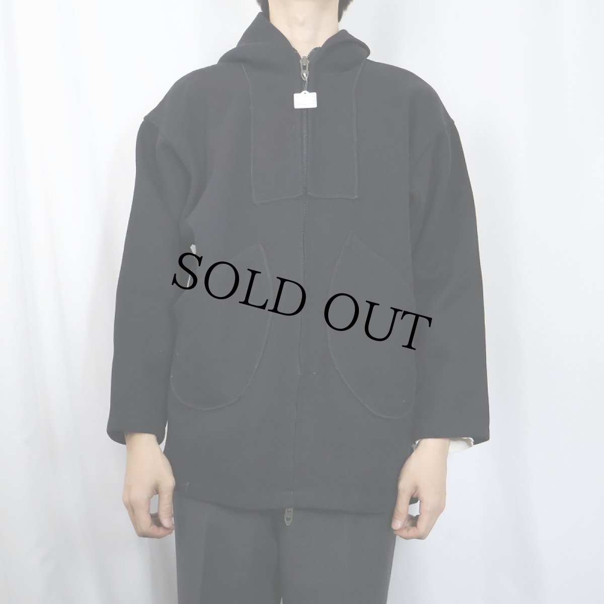 画像2: 40's〜 James W. Brine Co メルトンウールフードコート BLACK (2)