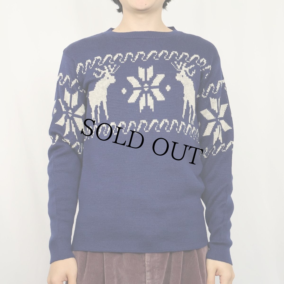 画像2: 40〜50's GLENMAR SPORTSWEAR トナカイ柄 ウールニットセーター NAVY (2)