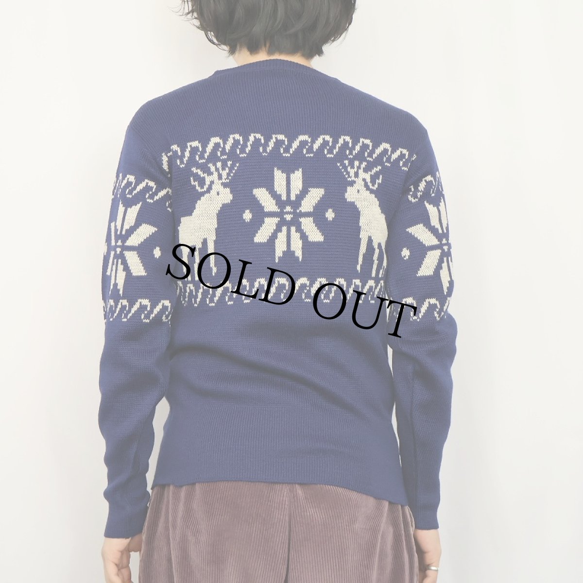 画像3: 40〜50's GLENMAR SPORTSWEAR トナカイ柄 ウールニットセーター NAVY (3)