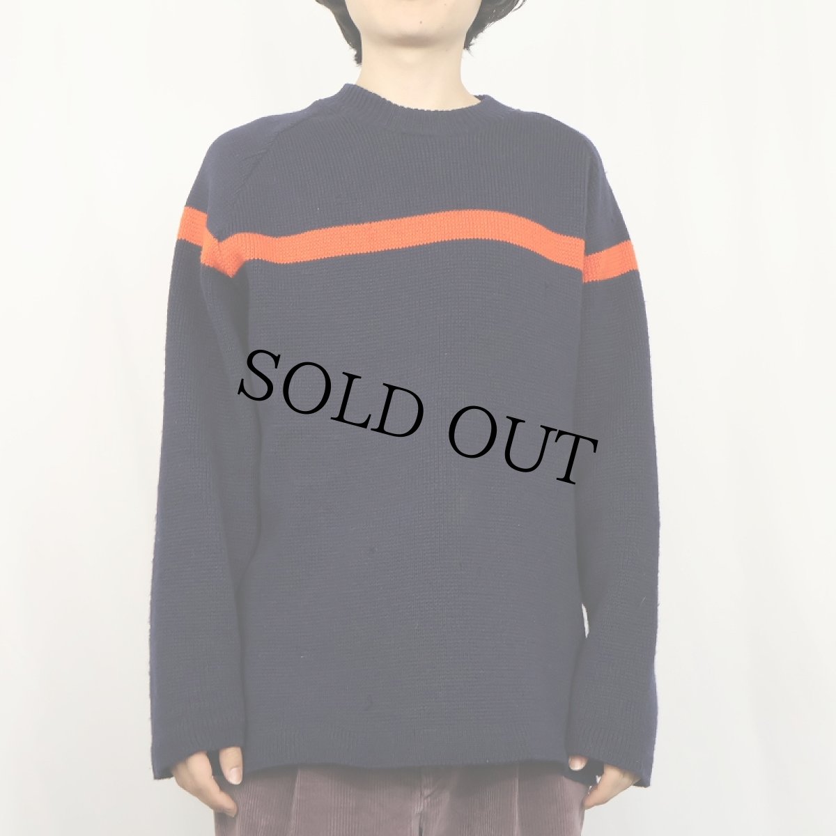 画像2: 〜90's UNKNOWN 切り替えデザイン ガイドセーター NAVY L (2)