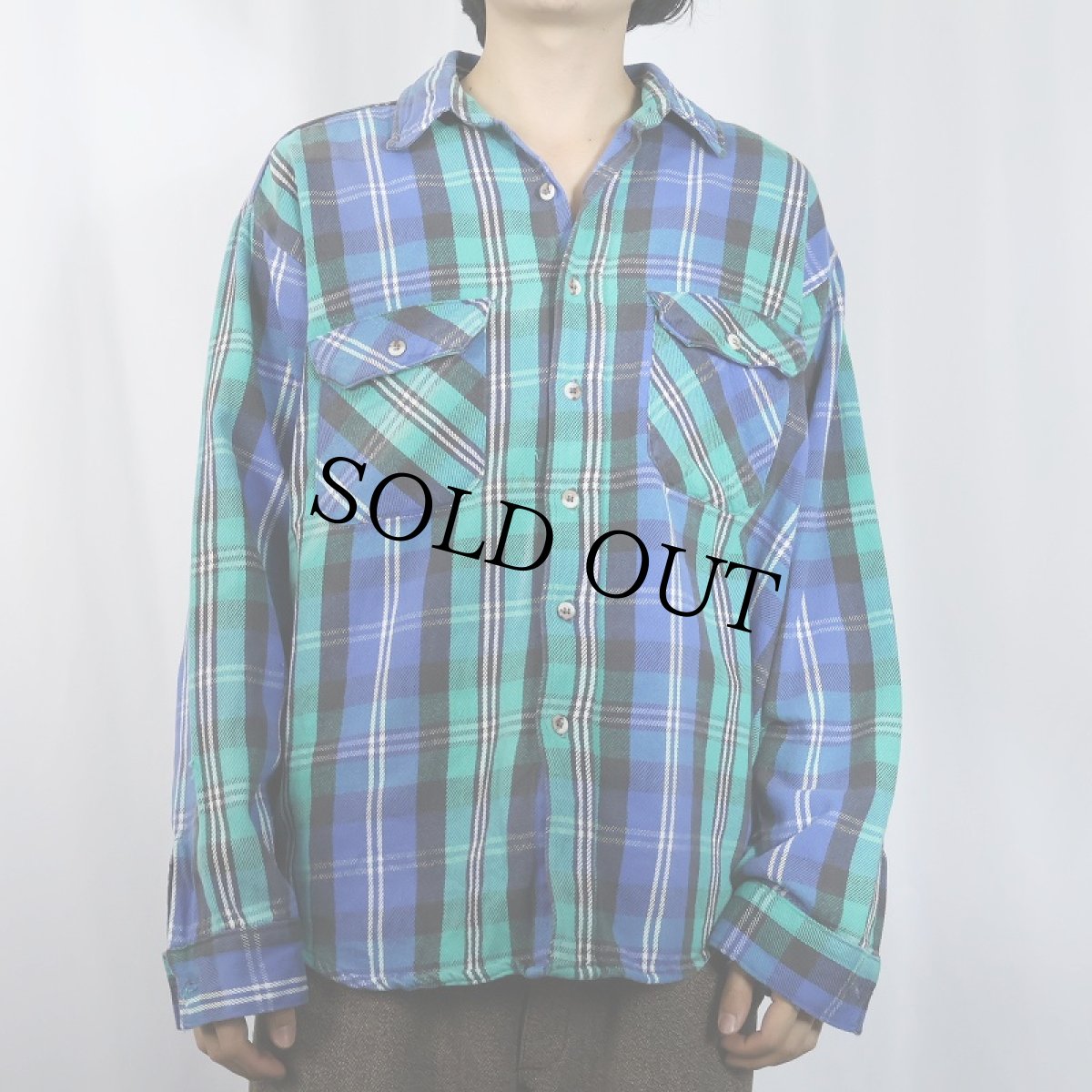 画像2: 80's DAKOTA USA製 チェック柄 ヘビーネルシャツ XL (2)