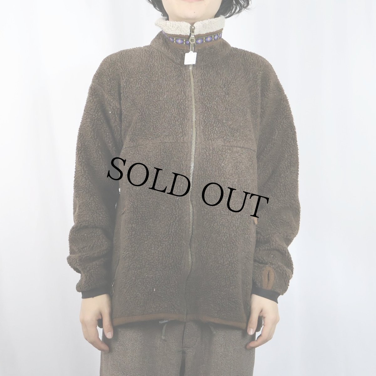 画像2: 90's ALF USA製 チロリアンテープ ボアフリースジャケット L (2)