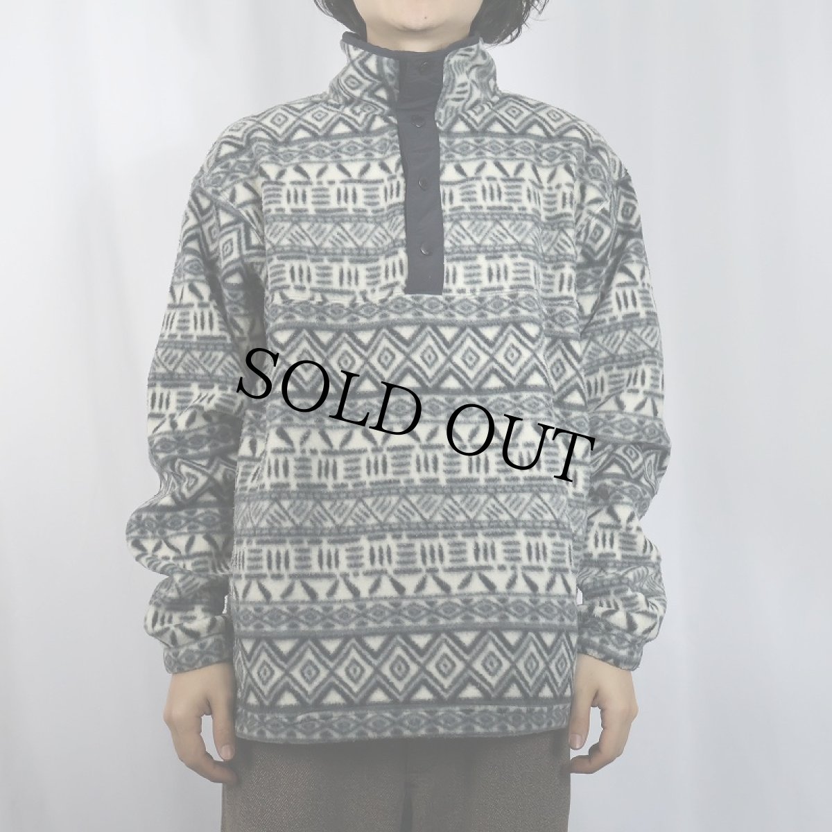 画像2: 90's WHITE SIERRA USA製 総柄 ハーフスナップ フリースジャケット M (2)